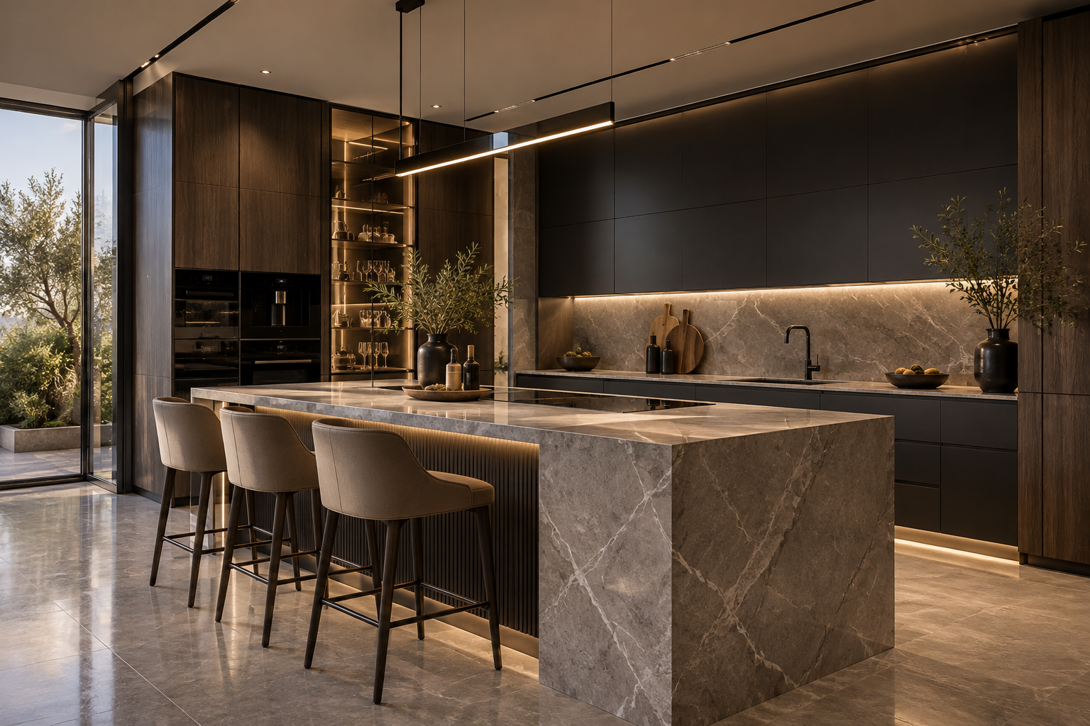 Luxury modular kitchen interior designed by Obsidian & Oak